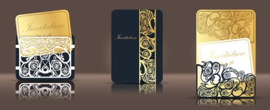 Lazer kesme davet şablonu kutlama için ölmek. Davet düğün veya zarf ile soyut süsleme tebrik. Açık kartı süs dekorasyonu ile. Tebrik kartları, davetiyeler için uygundur.