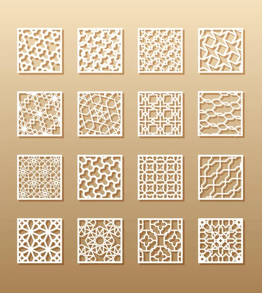 12 lazer desenleri odası için duvar Arap tarzında. Bir dikdörtgen bir ekran, gizlilik paneller, bir çit tasarım geleneksel oryantal süs. Lazer kesim kağıt, vinil, kontrplak, tahta