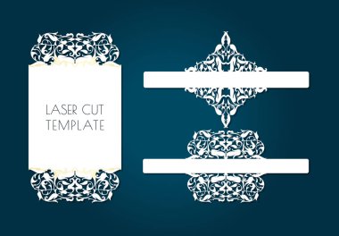 Lazer zarf şablonu, tebrik kartı. Kesme çiçek, kağıt sebze desen, karton. Şenlikli bir metin için yer ile çerçeve. Romantik tarzı düğün baskı. Doğum günü, yıl dönümü, Sevgililer Günü, romantik partiler için başvurabilirsiniz