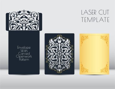 Lazer zarf şablonu, tebrik kartı. Kesme çiçek, kağıt sebze desen, karton. Şenlikli bir metin için yer ile çerçeve. Romantik tarzı düğün baskı. Doğum günü, yıl dönümü, Sevgililer Günü, romantik partiler için başvurabilirsiniz