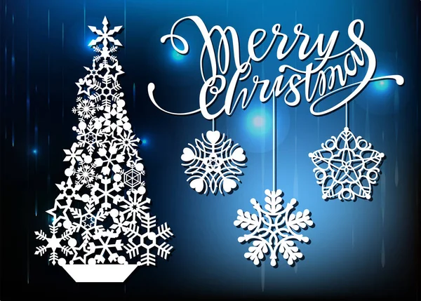 Noel ve yeni yıl, lazer kesim. Noel süslemeleri kümesi. İzole bağcıklı nesneleri yazıt, Xmas ağacı, kar taneleri. Parlayan arka plan.