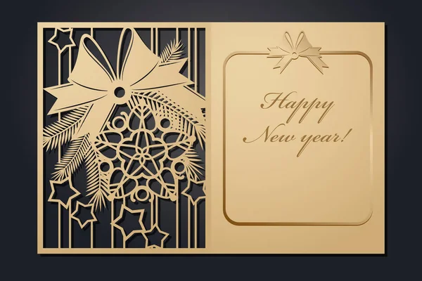 Modèle de cartes de Noël pour la découpe laser. Grâce à la silhouette image du Nouvel An. illustration vectorielle . — Image vectorielle