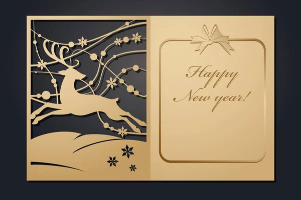 Lazer kesim için şablon Noel kartları. Siluet yeni yıl resim. vektör çizim. — Stok Vektör