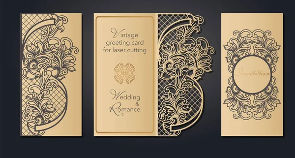 Lazer kesim için vintage tebrik kartı. Ajur desen bir düğün, Barok tarzı, Gatsby romantik bir parti için.