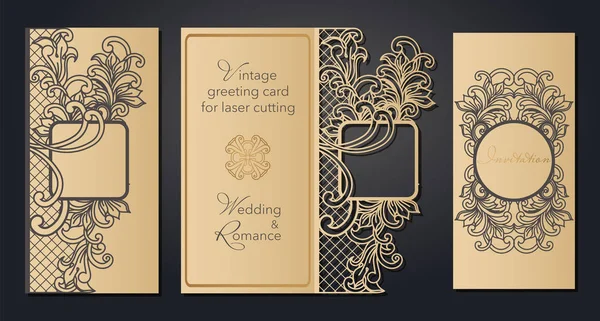 Lazer kesim için vintage tebrik kartı. Ajur desen bir düğün, Barok tarzı, Gatsby romantik bir parti için.