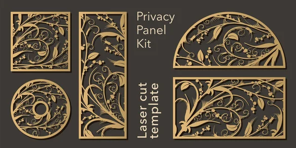 Lazer kesim için ajur panel ayarlayın. İç tasarım, Oda bölme, ekran, gizlilik paneli için dekoratif unsur oyulmuş.