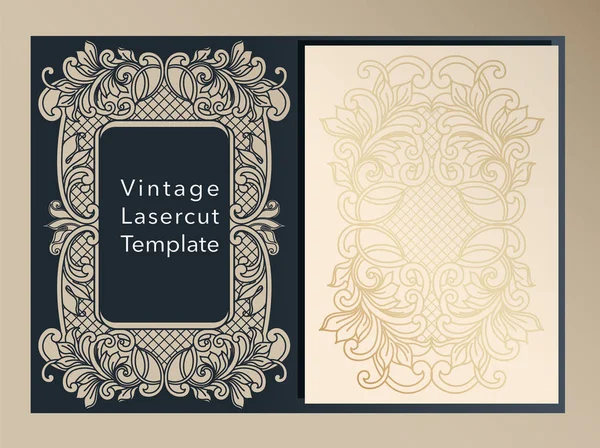 Dekorativa lock, mapp, formulär a-4 format för laserskärning. Art Nouveau prydnad design för bröllop förpackning, inbjudningar, romantiska part. Vektorillustration. — Stock vektor