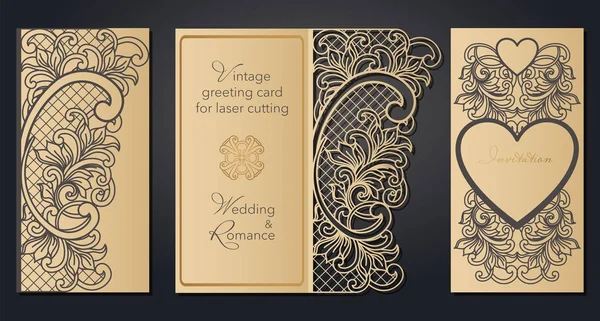 Lazer kesim için vintage tebrik kartı. Ajur desen bir düğün, Barok tarzı, Gatsby romantik bir parti için.