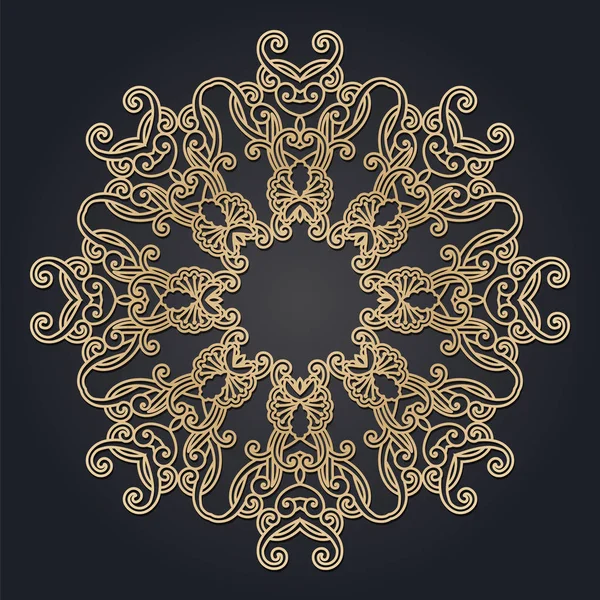 Quadro aberto redondo para corte a laser. Mandala para decoração de interiores, páginas, capas. Ornamento étnico decorativo. Vetor . — Vetor de Stock