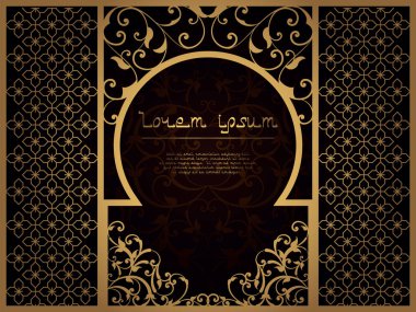 Lazer kesim için Arap çiçek çerçeve. Sayfa şablonu için menü, tebrik kartı, Restoran, düğün davetiyesi. İslami iç için interroom bölümü. Ramazan Kareem kapak, Mübarek Ramazan oyulmuş