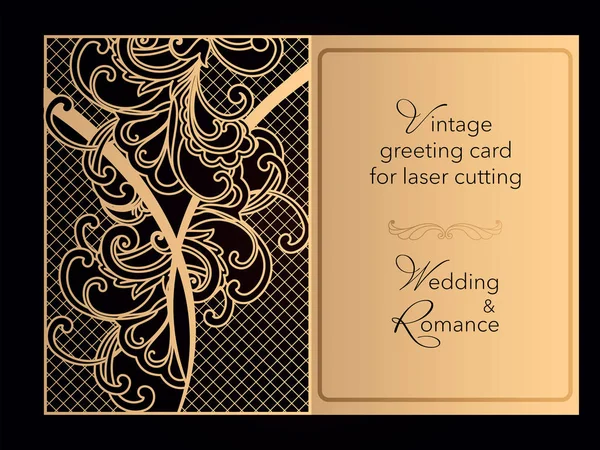 Modèle Ajouré Découpe Laser Invitation Mariage Carte Voeux Couverture Pour — Image vectorielle