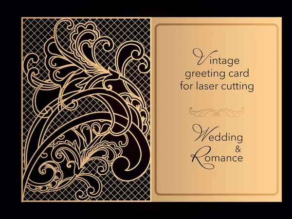 Шаблон Лазерной Резки Приглашение Свадьбу Поздравительная Открытка Обложка Романтического Меню — стоковый вектор
