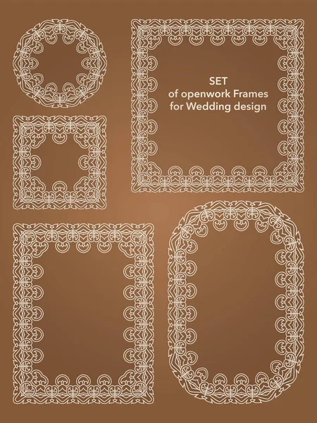 En samling mallramar för laserskärning. Uppsättning dekorativa Vintage ramar och gränser för certifikat, bildram med hörn för bröllops design. — Stock vektor