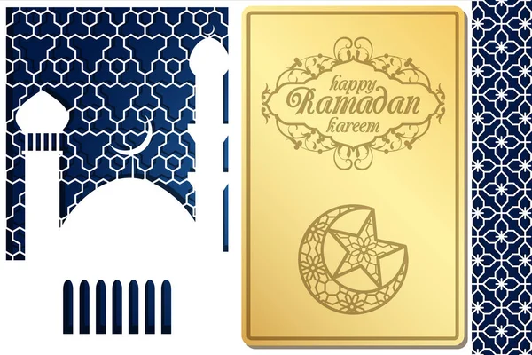 Arabski styl karty okolicznościowe do cięcia laserowego. Obraz dla tradycyjnych islamskich wakacje Ramadan Kareem, Bayram uraza, Eid Mubarak. Geometryczny ornament i symbole kultury muzułmańskiej. — Wektor stockowy