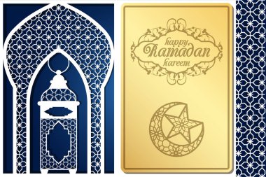 Lazer kesim için Arapça tarzı tebrik kartı tasarımı. Geleneksel İslami bayram Ramazan kareem, uraza bayram, bayram mübarek için görüntü. Geometrik süsleme ve Müslüman kültürünün sembolleri.