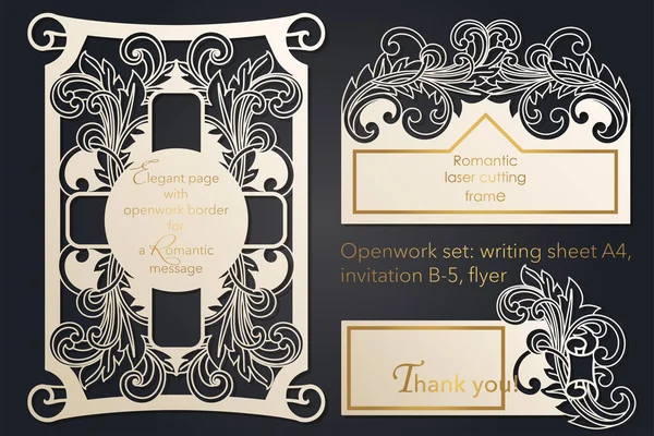 Openwork blank design for laser paper cutting. Template wedding cards ...