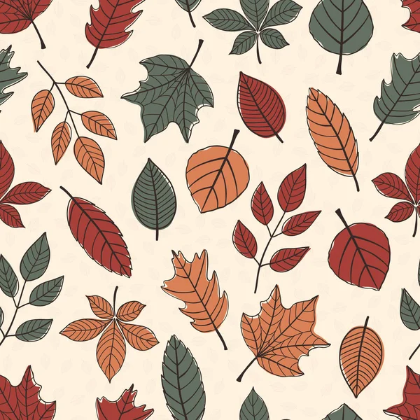 Seamless Pattern Small Scattered Autumn Leaves Cream Background — Stock ...