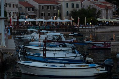 Petrovac, Karadağ - 20 Temmuz 2018: Petrovac'ta teknelere bakış,