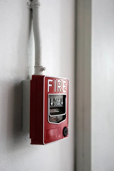 Fire Alarm Switch Attached White Wall — Stock Photo, Image