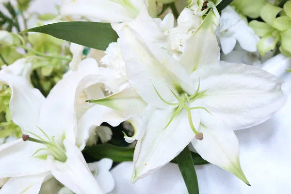 Weiße Lilien in Hochzeitsgesellschaft — Stockfoto