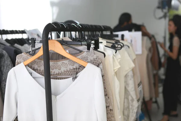 Clothes racks on backstage 1 — Stock Photo, Image