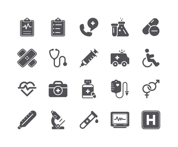 Minimal Set Medical Flat Icon — Stock Vector