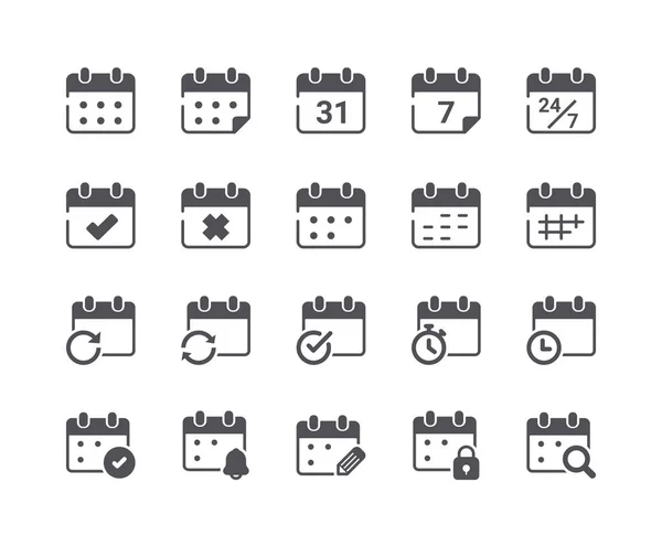 Minimalny Zestaw Płaskie Ikonę Kalendarza — Wektor stockowy