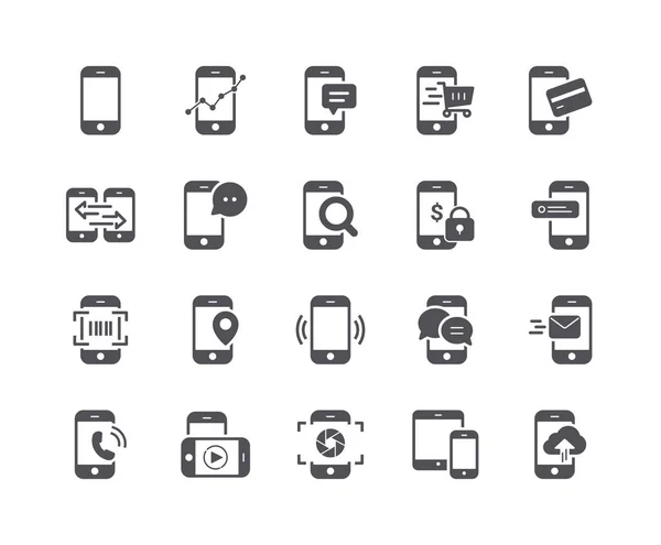 Conjunto Mínimo Smartphone Icono Plano Ilustraciones de stock libres de derechos