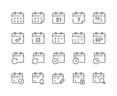Takvim satırı simgesi en az sayıda. Düzenlenebilir kontur