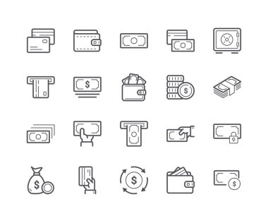 Para satırı simgesi en az sayıda. Düzenlenebilir kontur