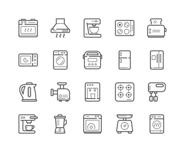 Mutfak aletleri satırı simgesi en az sayıda. Düzenlenebilir kontur