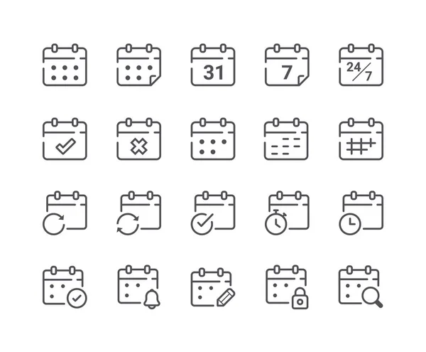 Minimalny Zestaw Ikonę Linii Kalendarza Edytowalne Obrysu — Wektor stockowy