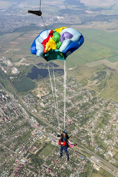Skypotápěčský Muž Vysoko Obloze — Stock fotografie