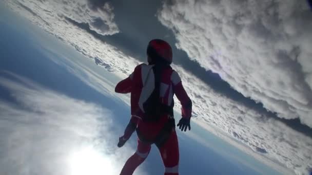 Two Sports Parachutist Build Figure Free Fall Extreme Sport Concept — Stock Video