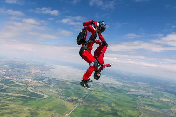 Een Parachutesprong Het Concept Van Actieve Recreatie — Stockfoto