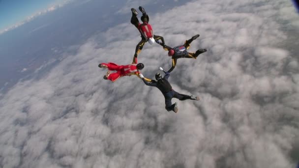 Deportes Paracaidista Construir Una Figura Caída Libre Concepto Deporte Extremo — Vídeo de stock