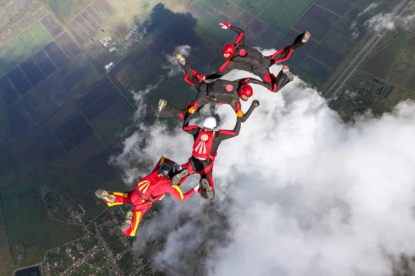 Sport Parachutist Bouwen Een Figuur Vrije Val Extreem Sportconcept — Stockfoto