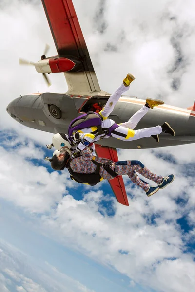 Sport Parachutist Bouwen Een Figuur Vrije Val Extreem Sportconcept — Stockfoto