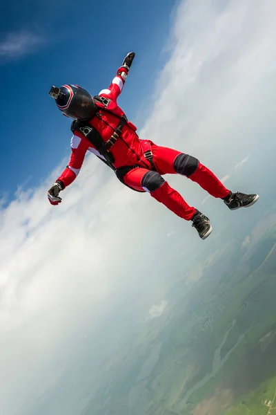 Zwei Fallschirmspringer Bauen Freien Fall Eine Figur Extremsportkonzept — Stockfoto