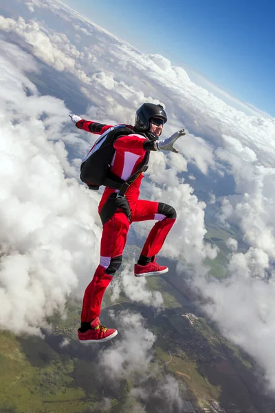 Deux Parachutistes Sportifs Construisent Une Figure Chute Libre Concept Sport — Photo