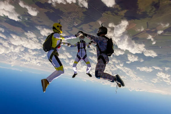 Sport Parachutist Bouwen Een Figuur Vrije Val Extreem Sportconcept — Stockfoto