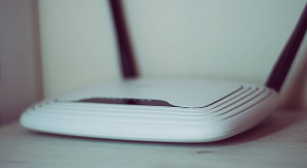 Photo of pc router close-up, internet and web concept