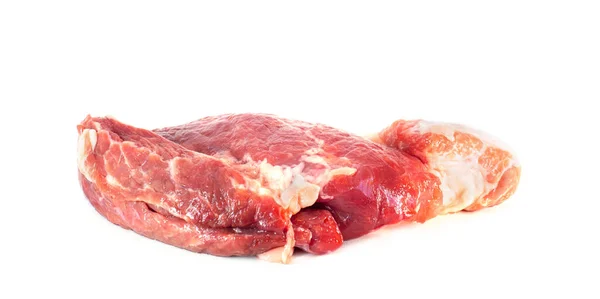 Pedaço Carne Fresca Crua Ombro Porco Isolado Fundo Branco — Fotografia de Stock