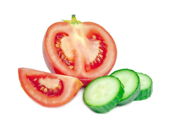 Reife Helle Scheiben Geschnittene Rote Tomate Mit Wenigen Runden Stücken — Stockfoto