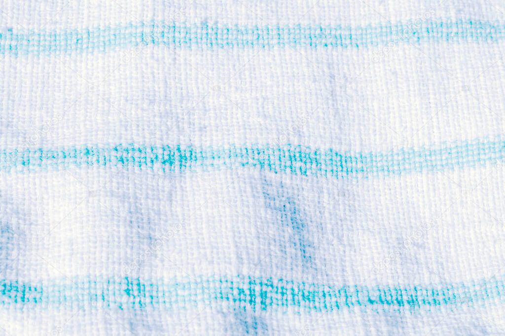 Abstract background, linen fabric texture with white and blue strips