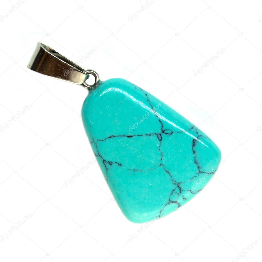 Macro photo pendant made of natural stone isolated on a white background