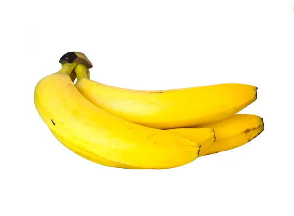 Poucas Bananas Amarelas Maduras Isoladas Fundo Branco — Fotografia de Stock