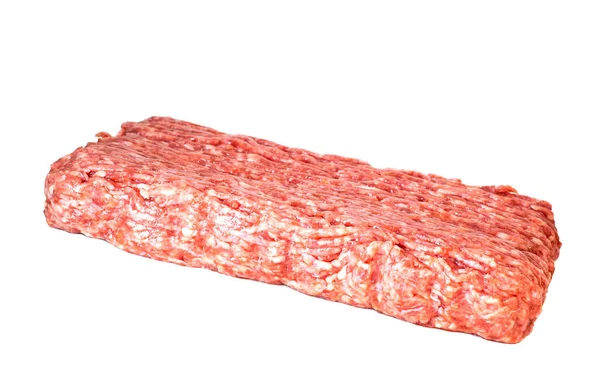 Una Carne Cerdo Picada Rectangular Carne Res Aislada Sobre Fondo —  Fotos de Stock