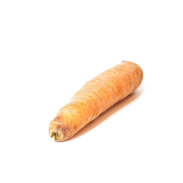 Одна Апельсинова Сира Промита Морква Ізольована Білому Тлі — стокове фото