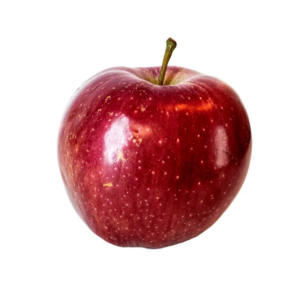 Całe Dojrzałe Czerwone Jabłko Odizolowane Białym Tle — Zdjęcie stockowe